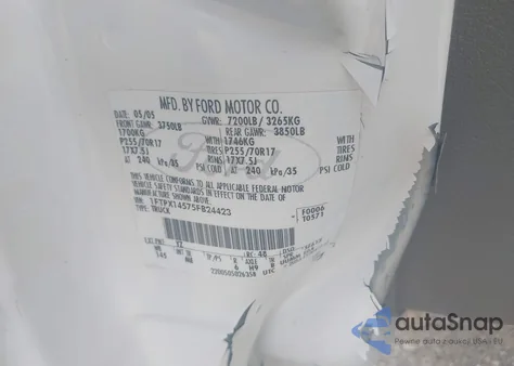 2005 Ford F-150 Fx4/Lariat/Xl/Xlt from USA, damaged, VIN 1FTPX14575FB24423